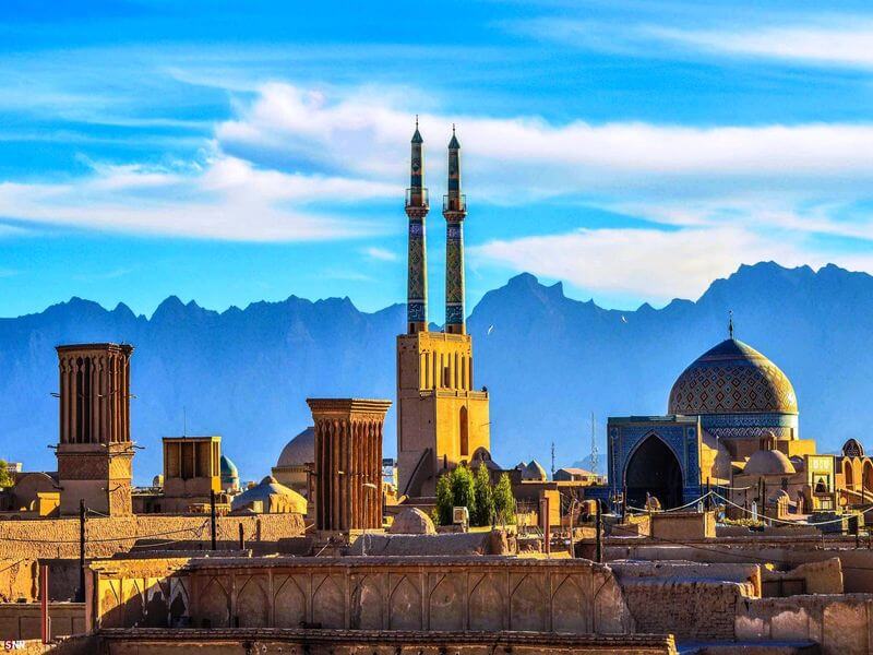 Yazd Jameh Mosque, with Its Fantastic Minarets
